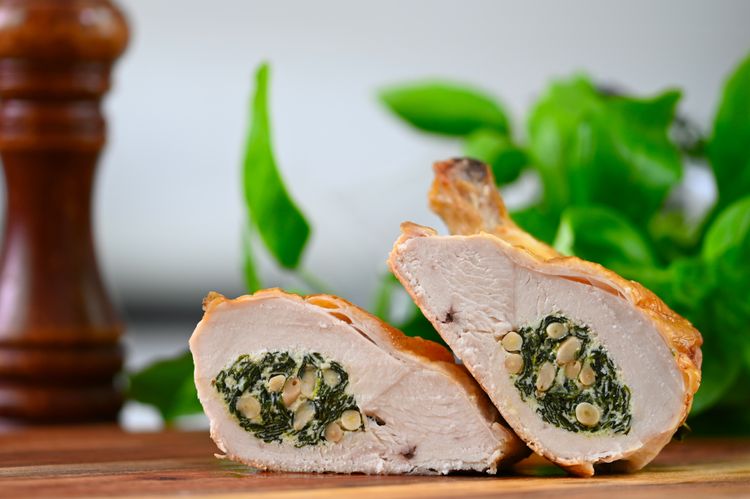 Ricotta, Spinach and Pine Nut Stuffed Chicken Supreme